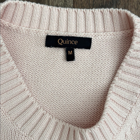 Quince Light Pink Boyfriend Crew Knit Sweater, 100% Cotton, Oversized - Picture 2 of 4